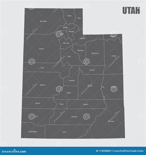 Utah counties map stock illustration. Illustration of millard - 174550804