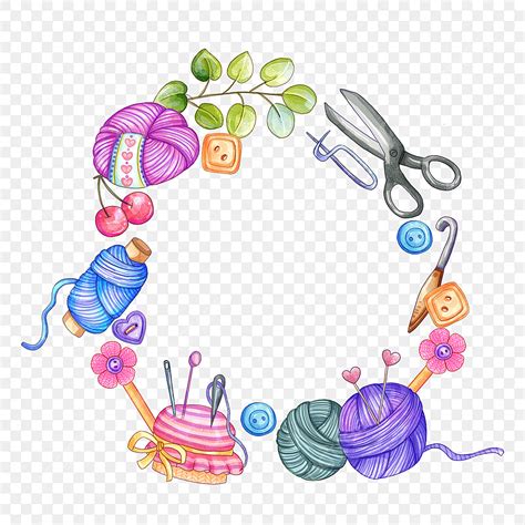 Gambar Perlengkapan Rajutan Bola Benang Bundar, Bola Benang, Tombol, Benang PNG Transparan ...