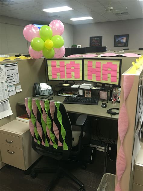 Work decoration, birthday, cubicle, balloon, sticky note, post it | Office birthday, Cubicle ...