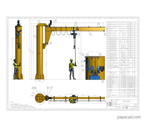 Jib crane design drawings - AutoCAD jib crane plans DWG_PDF