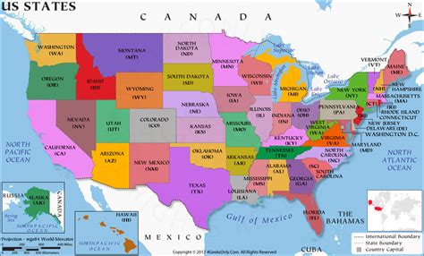 US State Map, 50 States Map, US Map with State Names, USA Map with States