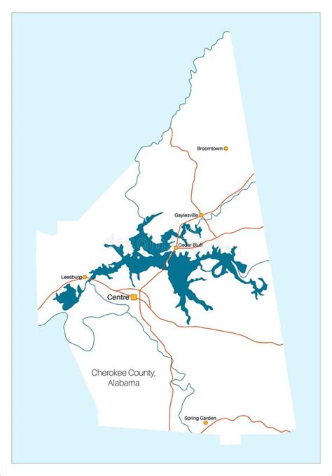 Large Map of Cherokee County in Alabama Stock Vector - Illustration of white, city: 135988691