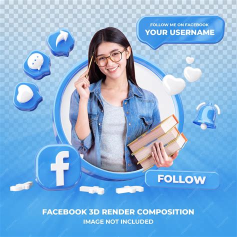 Premium PSD | Profile on Facebook 3d Rendering Isolated