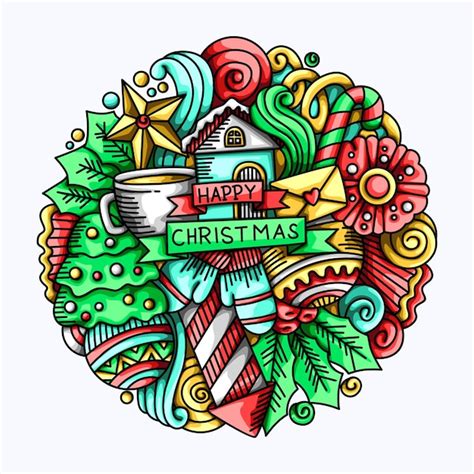 Premium Vector | Merry Christmas Doodle Vector Templates Design Illustration