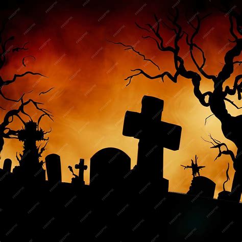 Premium AI Image | Graveyard silhouette halloween Abstract Background