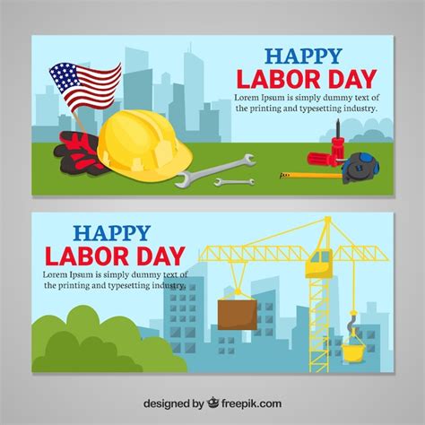 Free Vector | Labor day banners in flat style