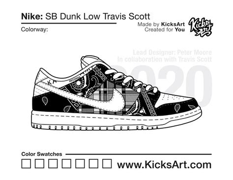 Nike SB Dunk Low Sneaker Coloring Pages - Created by KicksArt | Nike sb dunks, Nike drawing, Nike