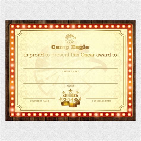 Create a summer camp campers award with a movie award theme, a Business & Advertising project by ...