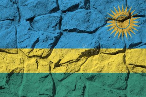 Rwanda Flag Depicted in Paint Colors on Old Stone Wall Closeup ...