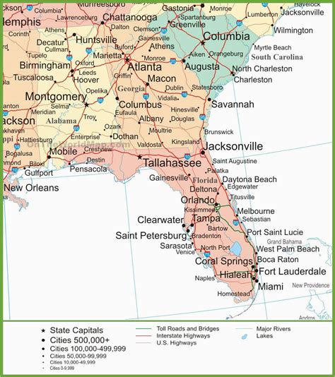 Map Of Florida Georgia south Carolina | secretmuseum