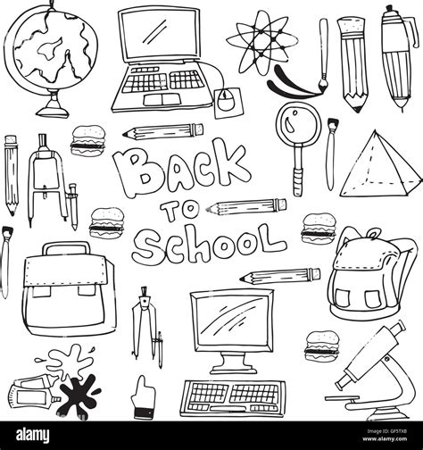 Doodle of hand draw school supplies Stock Vector Image & Art - Alamy