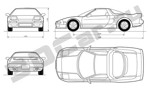 Чертеж Honda NSX 2 :: [ 3DCar.ru ] - 3D модели автомобилей, галерея, форум, чертежи, 3DStudio, VRay