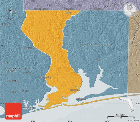 Political Map of Escambia County, semi-desaturated