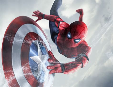 Spiderman Catching Captain America Shield, HD Superheroes, 4k Wallpapers, Images, Backgrounds ...