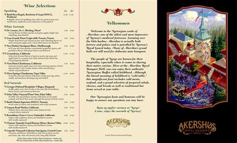 Menu: Akershus Royal Banquet Hall - Epcot Norway Pavilion - Restaurants ...