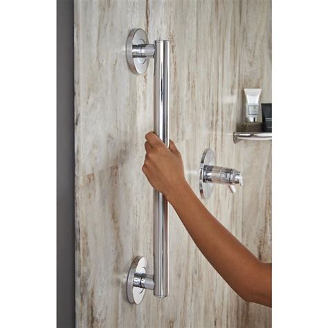 Delta Contemporary 18-in Polished Chrome Wall Mount (ADA Compliant) Grab Bar (500-lb Weight ...