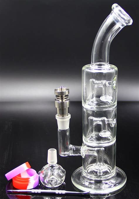 2019 Good Quality Two Function Glass Bong Oil Rigs Glass Bongs With Domeless Titanium Nail For ...