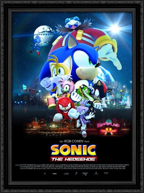 Sonic The Hedgehog 28x38 Large Black Ornate Wood Framed Canvas Movie ...