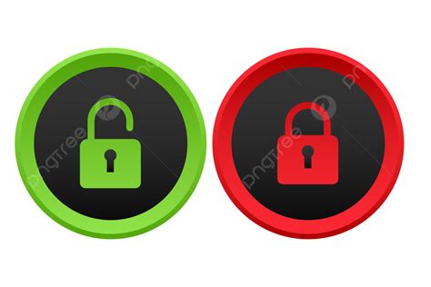 Green Red Lock Unlock Button With Padlock Icon And Black Combination Color, Button, Lock Button ...