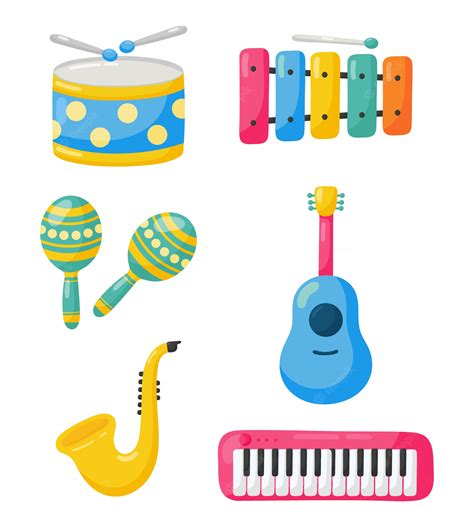 Cartoon Illustration Of Musical Instruments Objects Clip Art Set - Clip ...