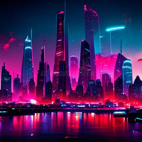 Futuristic City at Night. 3d Rendering, 3d Illustration Stock ...