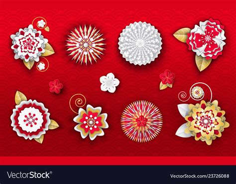 Flower origami decoration for chinese new year Vector Image