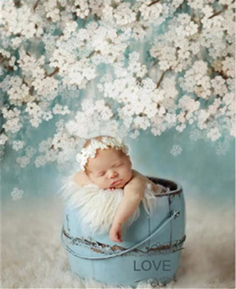 Newborn Photography Background Printed White Flowers Retro Vintage ...