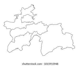 Tajikistan Outline Map Detailed Isolated Vector Stock Vector (Royalty ...