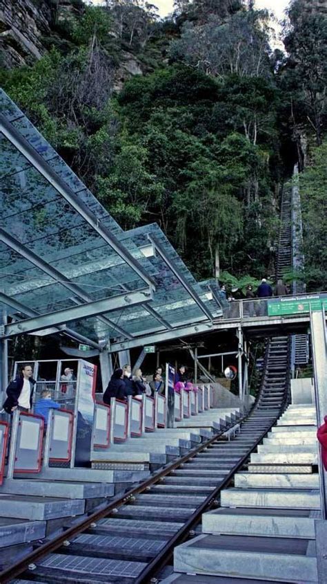 Scenic Railway - famous with tourists at Katoomba, Blue Mountains. The world's steepest railway ...