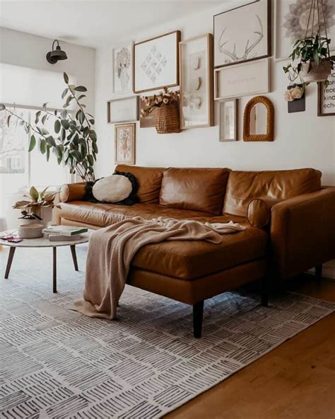 Brown Leather Sectional in Rustic Living Room - Soul & Lane