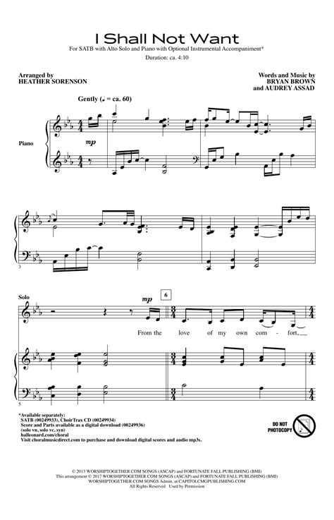 I Shall Not Want by Heather Sorenson Sheet Music for SATB Choir at Sheet Music Direct