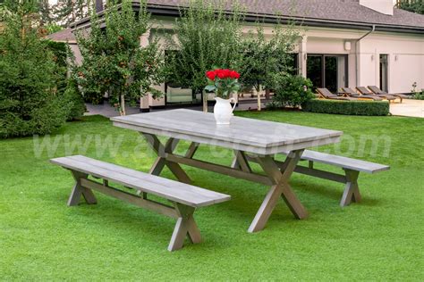 Outdoor Wooden Dining Table Set With Benches RADS-255