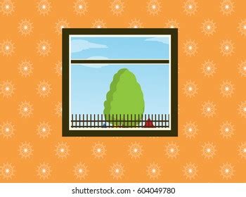 Room Window Blue Sky Tree Stock Vector (Royalty Free) 604049780 | Shutterstock