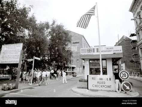 Cold War Checkpoint Charlie in West Berlin in Germany in Europe Stock Photo: 5290458 - Alamy