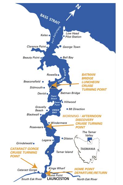 Cataract Gorge Cruises - Tamar Valley Map