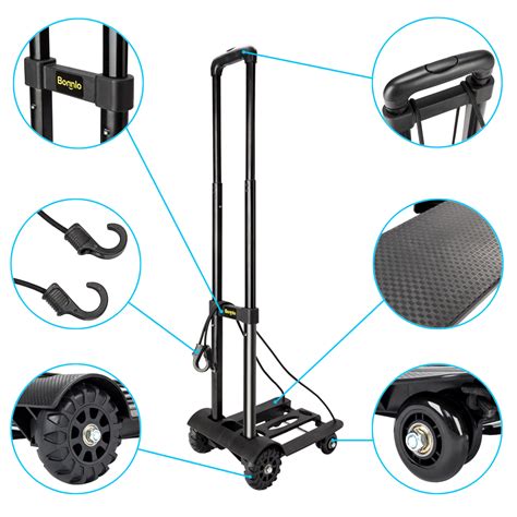 Portable Folding Cart Dolly Push Luggage Hand Truck Collapsible Trolley W/ Ropes | eBay