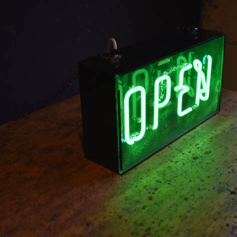 Vintage Green Neon Open Sign — Vintage and Antique Decorative Interiors