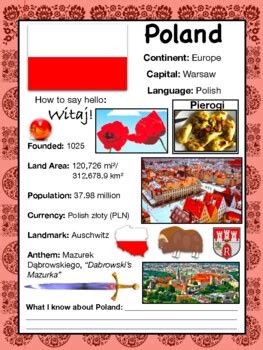 Poland History & Geography, PACKET & ACTIVITIES, Travel The World Worksheet