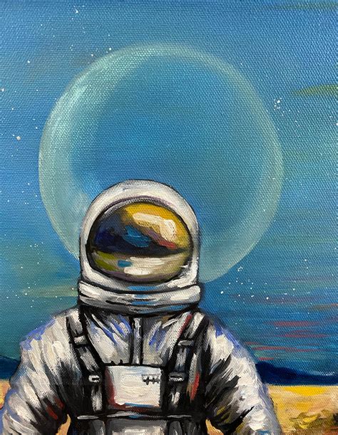 Large Space Man Painting Original Oil Painting on Canvas | Etsy