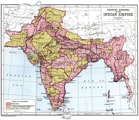 Political Divisions of the Indian Empire c. 1916 | Vintage map, Map, Uk history