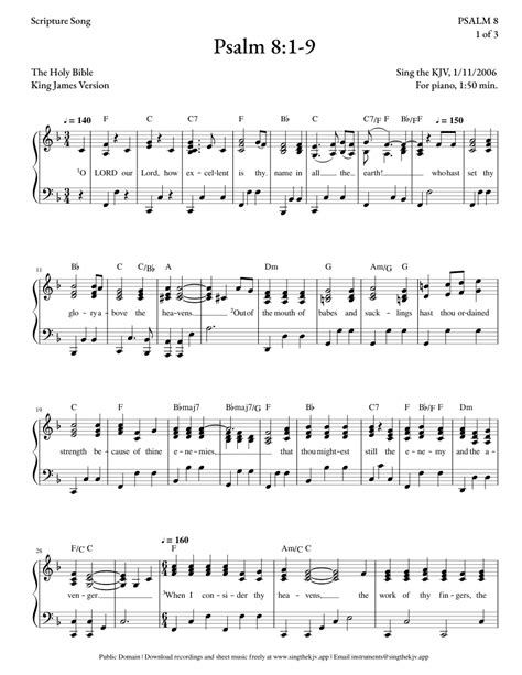 Psalm 8:1-9 Scripture Song Sheet music for Piano (Solo) | Musescore.com