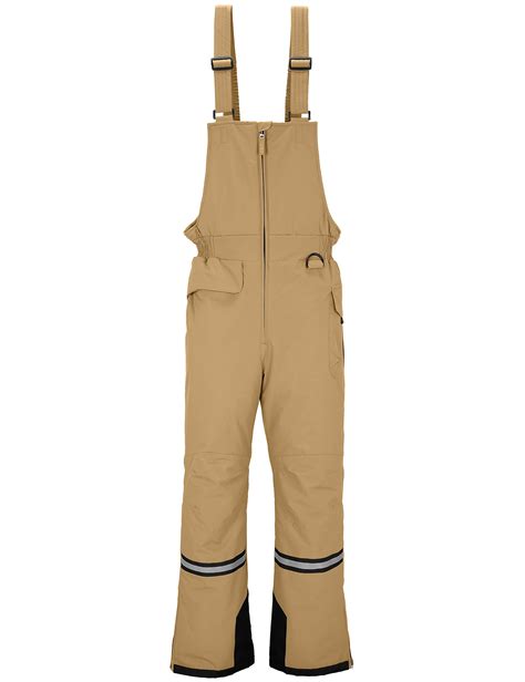 Wantdo Men's Winter Insulated Ski Pants Waterproof Snow Bibs - Khaki ...