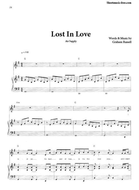 Lost In Love Sheet Music Air Supply - ♪ SHEETMUSIC-FREE.COM