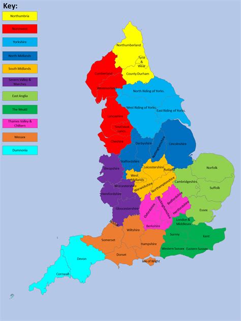 Current County Map Of England