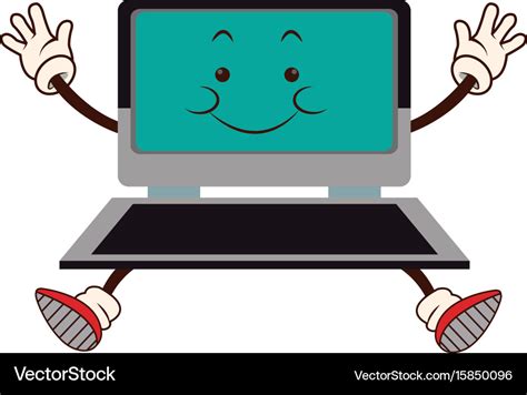 Kawaii laptop technology funny cartoon Royalty Free Vector