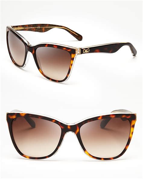 Dolce & Gabbana Cat Eye Sunglasses in Brown (Havana Gold Glitter) | Lyst