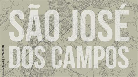 Sao Jose dos Campos map city poster, horizontal background vector map ...