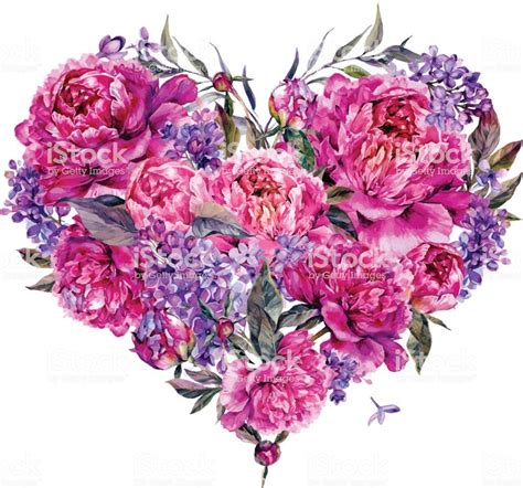 Watercolor Heart Shaped Floral Decoration made of Fuchsia Colored... | Watercolor heart, Heart ...