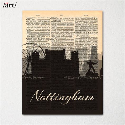 Nottingham England City Skyline Dictionary Art Print