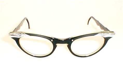 Womens Vintage 50s-60s Cat Eye Glasses, Eyeglasses Art-Craft Rhinestone